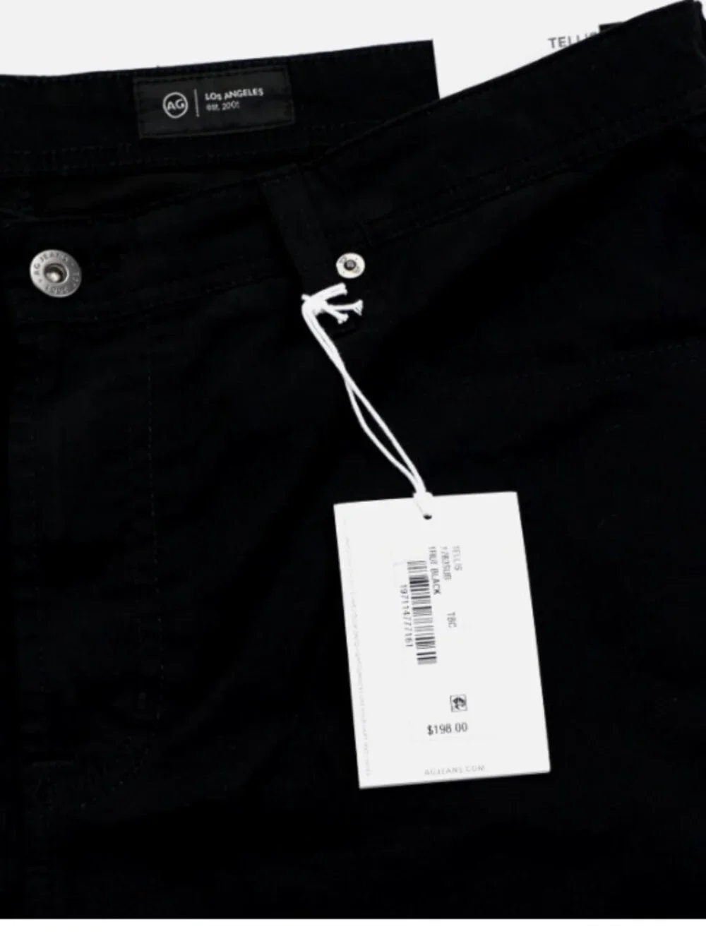 AG Tellis W38 L32 Modern Slim Pants Lightweight Italian Satin Fabric Jeans Black